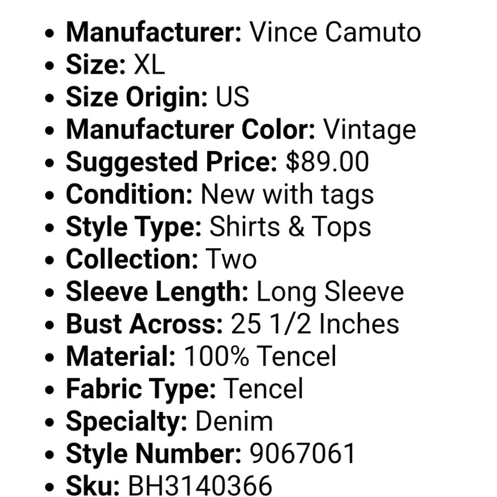 NWT VINCE CAMUTO Tencil pullover top - Picture 2 of 3